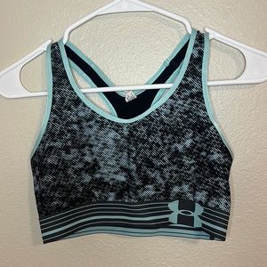 UNDER ARMOUR Blue and Black Patterned Racer Back Sports Bra